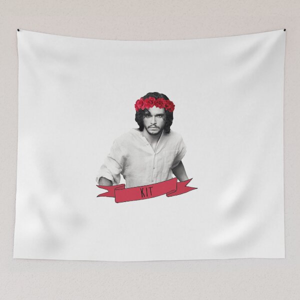 Item preview, Kit harington black and white in red flower crown  designed and sold by Smuggler.