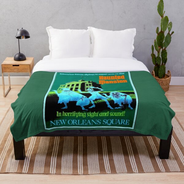 NEW ORLEANS : Vintage Haunted Mansion Advertising Print Throw Blanket