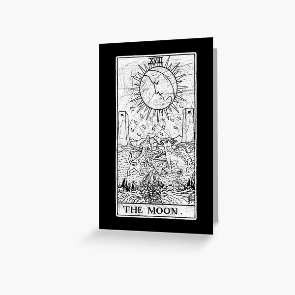 The Moon Tarot Card - Major Arcana - fortune telling - occult Greeting Card