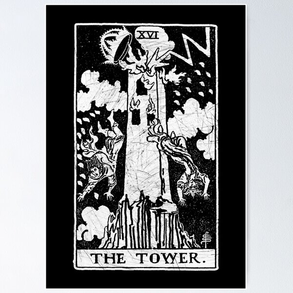 Item preview, The Tower Tarot Card - Major Arcana - fortune telling - occult designed and sold by createdezign.