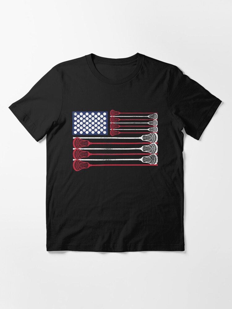 Alternate view of Vintage Flag > US Flag Made of Lacrosse Balls + Bats > Laxing Essential T-Shirt