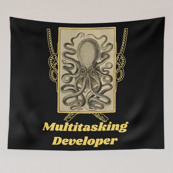 Item preview, 'Multitasking Developer' Old Book Octopus Graphic - Funny Quotes Designs for T-shirts, stickers and other accessories designed and sold by Ridiculam Toga.