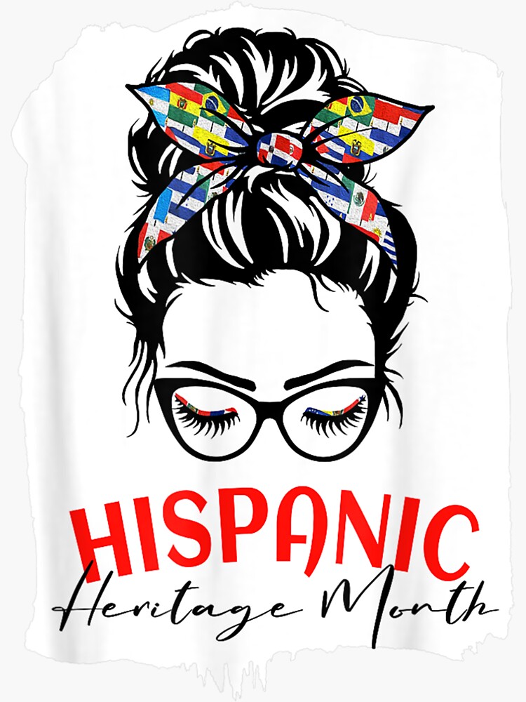 National Hispanic Heritage Month Latina Women Messy Bun Sticker For