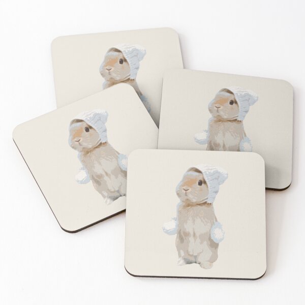 Item preview, Fluffy Holland Lop Bunnies Feeling Cute in White Hat During Cozy Winter Christmas designed and sold by wigobun.