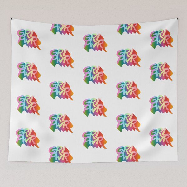 Item preview, GRL PWR Colorful Spectrum Extruded Long Shadow Bold Typography Girl Power Quote designed and sold by Cawaiico.