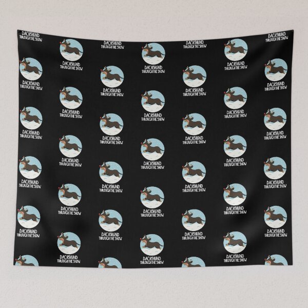 Item preview, Dachshund Through The Snow Funny Christmas Puns (Dark BG) designed and sold by punnybone.
