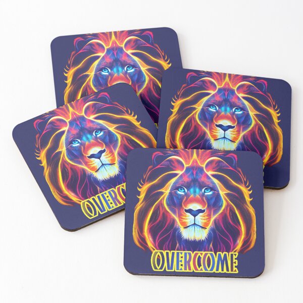 Item preview, Overcome Colourful Flaming Lion designed and sold by ThePurpleMelon.