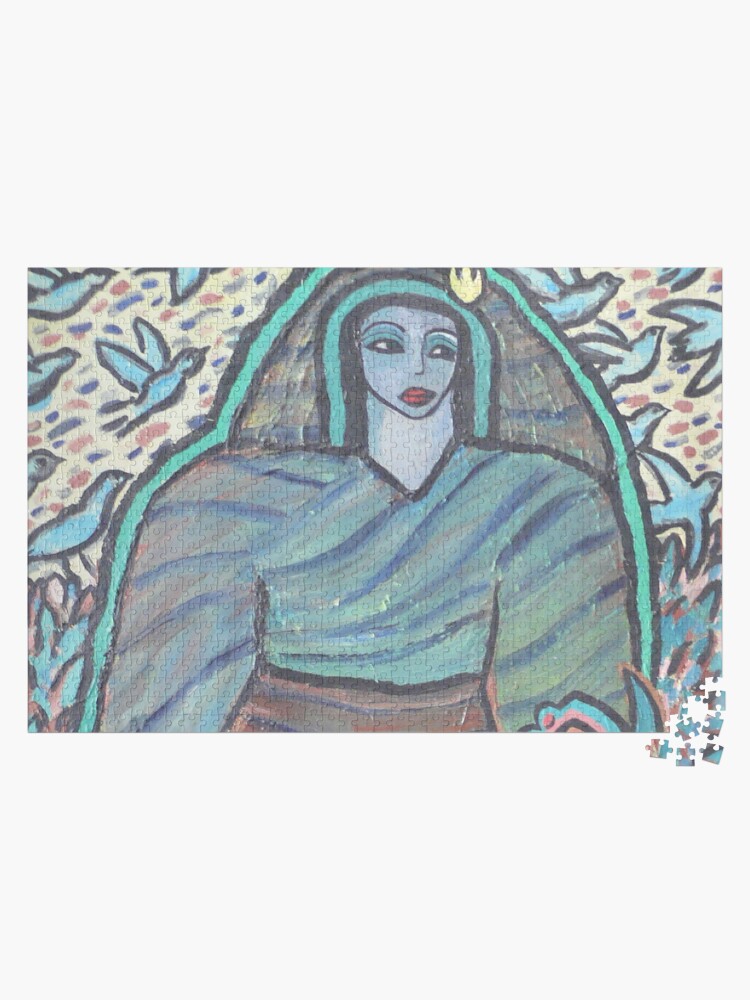 Aperçu 1 sur 2. Puzzle avec l'œuvre Femme aux oiseaux - 1988 créée et vendue par jeanpaulperrenx.