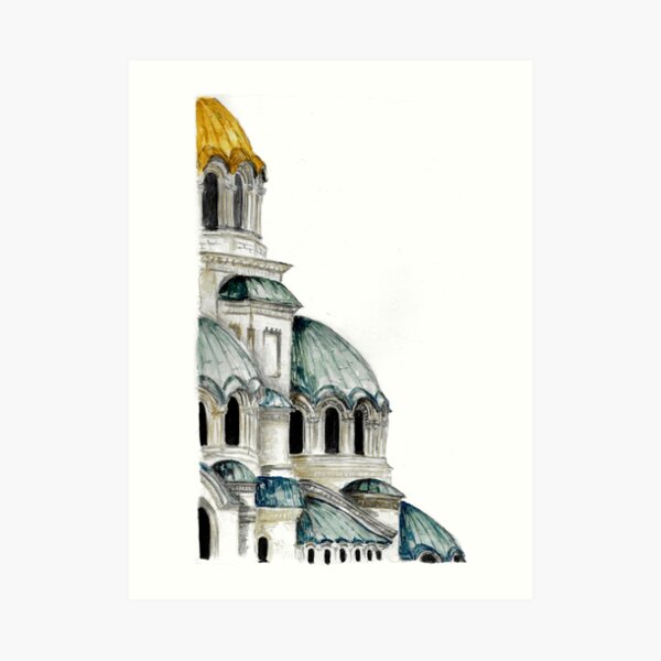 St. Alexander Nevsky Cathedral Sofia, Bulgaria, Watercolor Art Print