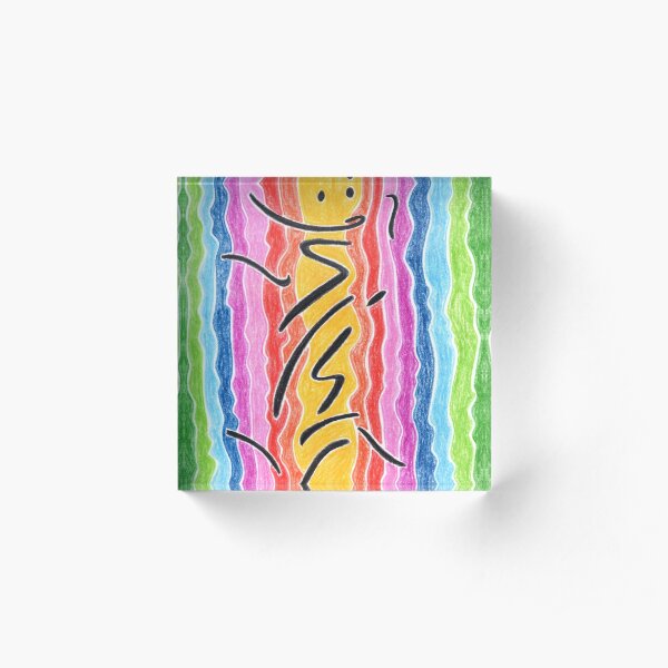 2211 - Black Signs before Rainbow Stream Acrylblock