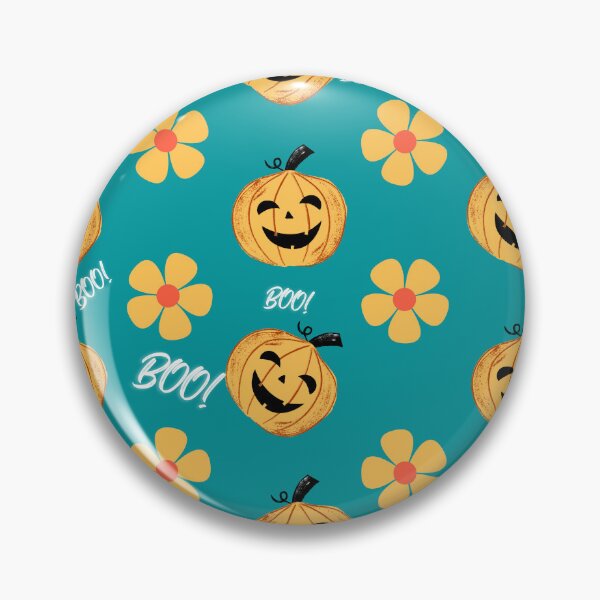 Artikelvorschau, Cyan-blauer Muster-Halloween-Kürbis und Blume entworfen und verkauft von ArtOrg.