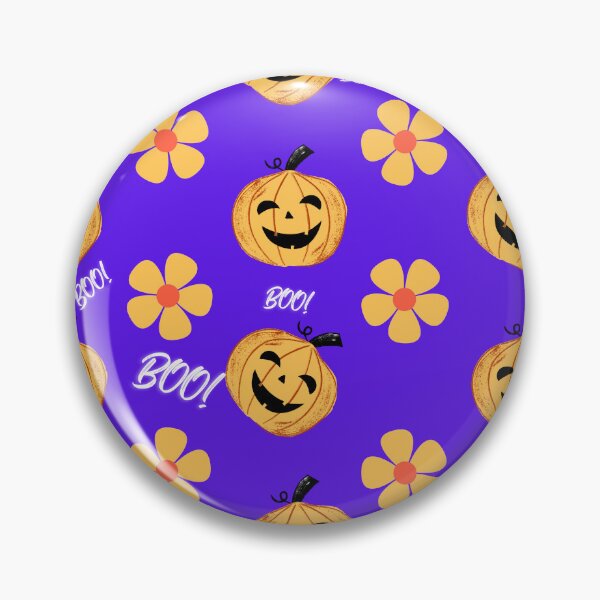 Artikelvorschau, Lila Muster-Halloween-Kürbis und BlumenBoo entworfen und verkauft von ArtOrg.