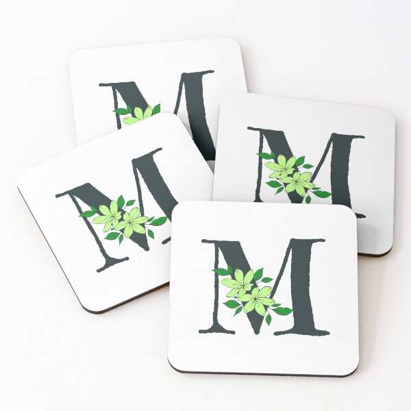 Item preview, Green floral M monogram designed and sold by Coffee Lifestyle.
