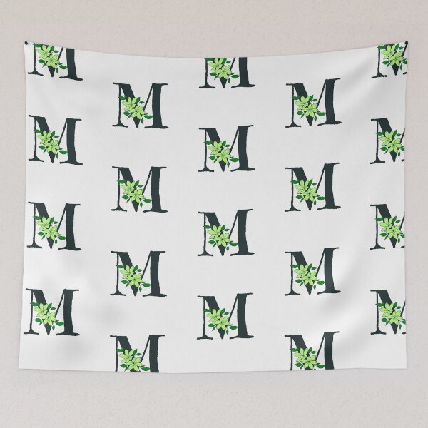 Item preview, Green floral M monogram designed and sold by Coffee Lifestyle.