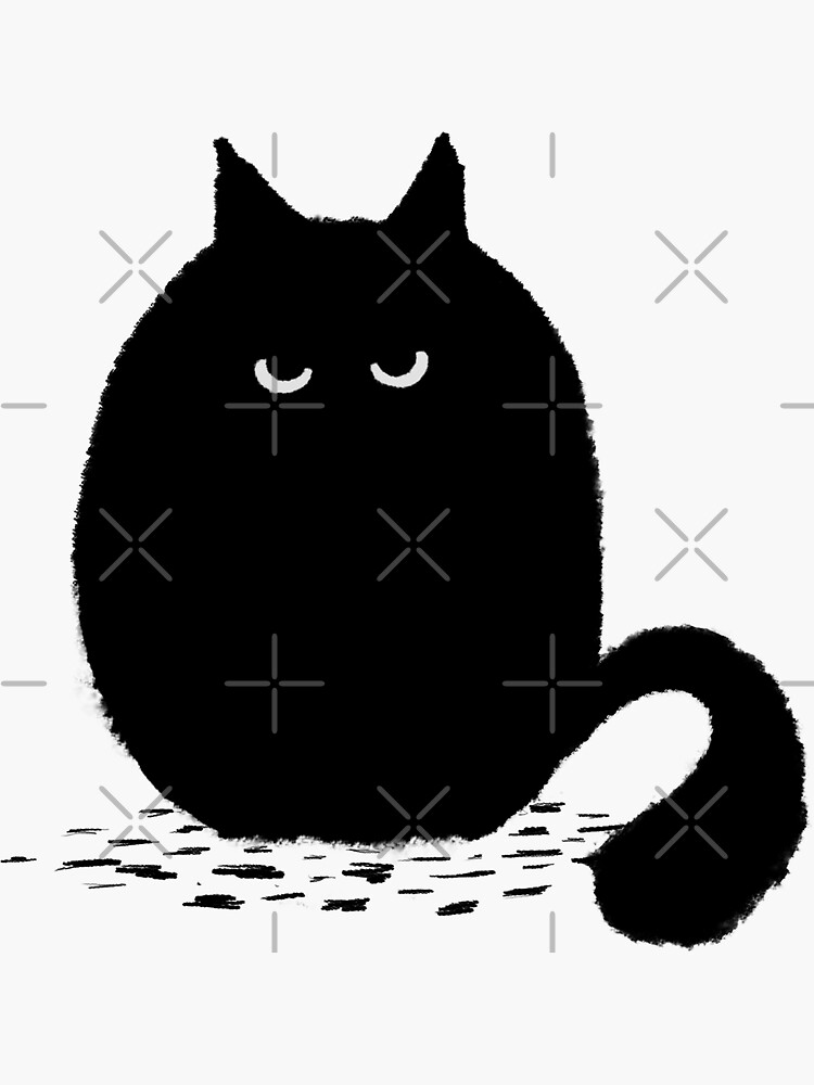 Fuzzy Black Cat Stickers