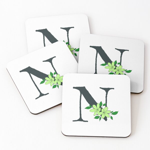 Item preview, Green floral N monogram designed and sold by Coffee Lifestyle.