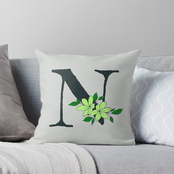 Item preview, Green floral N monogram designed and sold by Lyssarien.