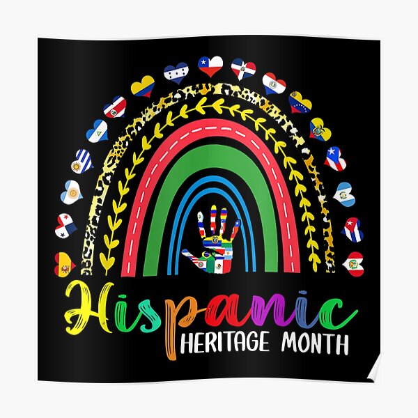 National Hispanic Heritage Month Rainbow All Countries Flags Poster