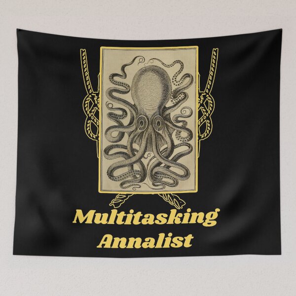 Item preview, 'Multitasking Annalist ' Old Book Octopus Graphic - Funny Quotes Designs for T-shirts, stickers and other accessories designed and sold by Ridiculam Toga.