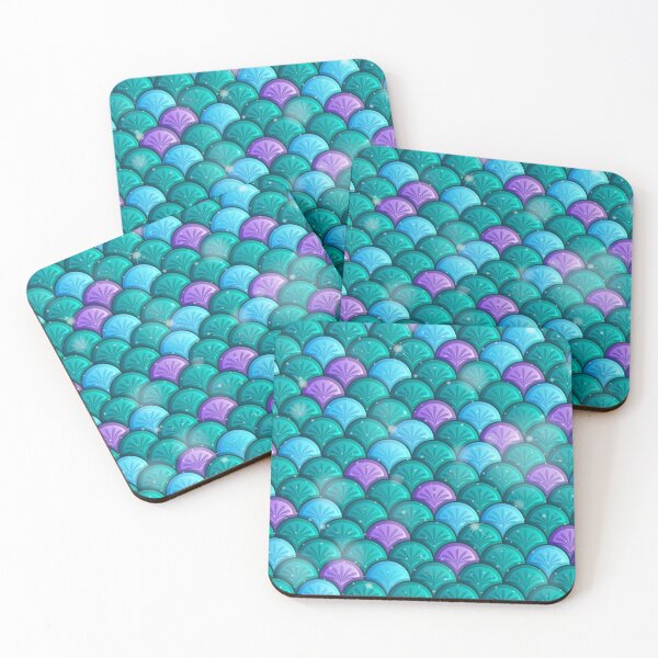 Item preview,  Teal Green, Blue  and Pink Sparkle Mermaid Scales pattern designed and sold by Tema EL.