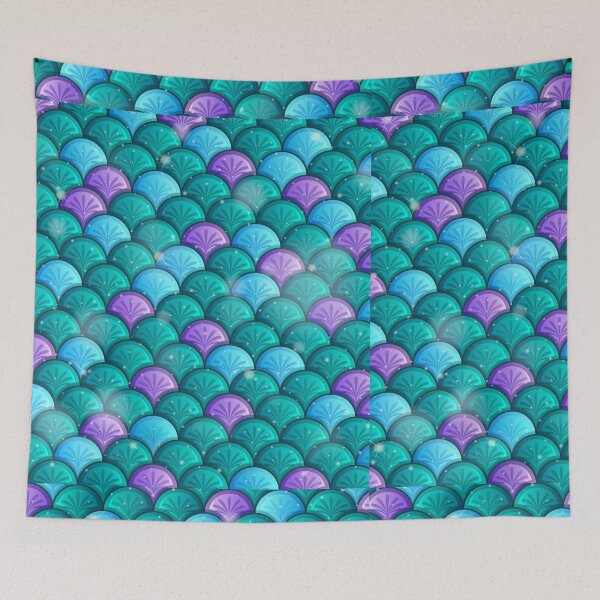 Item preview,  Teal Green, Blue  and Pink Sparkle Mermaid Scales pattern designed and sold by Tema EL.
