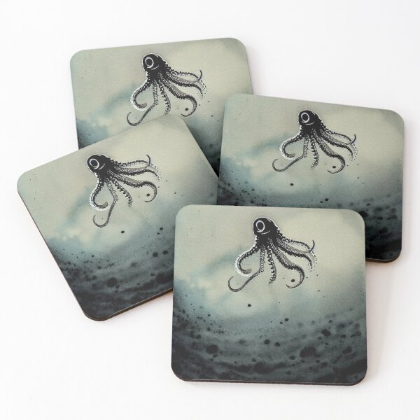Item preview, Squid shooting ink with inkwash effect designed and sold by recollectionsv.
