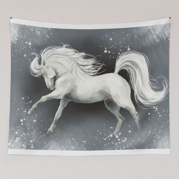 Item preview, White stallion horse painting  designed and sold by Whimsicolourart.