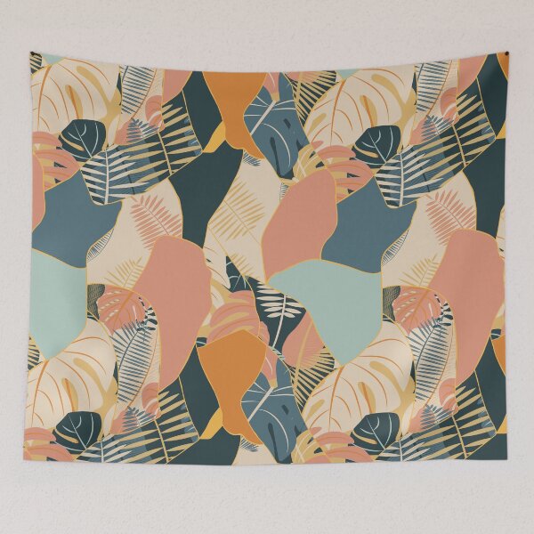 Item preview, Kintsugi seamless pattern with jungle leaves and lines designed and sold by LerieArtStudio.