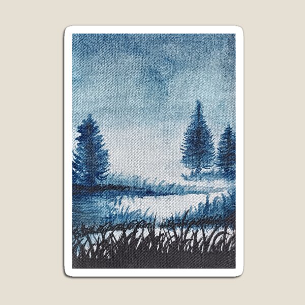 Item preview, Gloomy day monochrome blue near the lake  designed and sold by Infinitysplash.