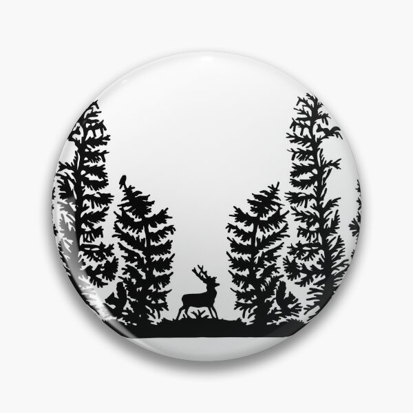 Artikelvorschau, Märchenhaftes Germany Hirsch Wald Vögel Scherenschnitt Silhouette schwarz entworfen und verkauft von G-M-Designs.