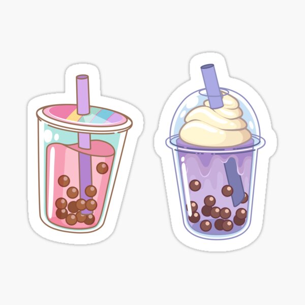Item preview, Cute Aesthetic Rainbow And Purple Bubble Tea Stickers Pack designed and sold by Artistusha.