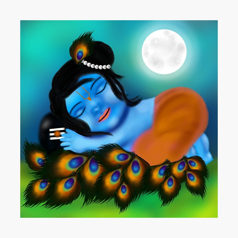 Baby krishna blue hugging shiv ling / Lord shiva