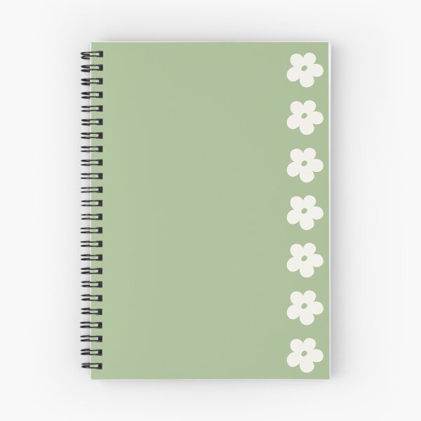 Artikelvorschau, Salbeigrünes Notizbuch mit Gänseblümchen entworfen und verkauft von robinrevises.