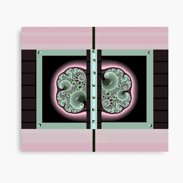 3D FRACTALS, MINT GREEN, PINK and BLACK, ART printed decor and gifts Canvas Print