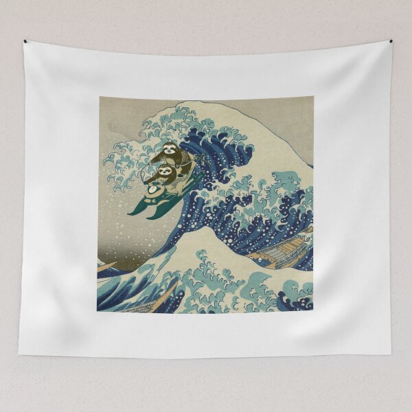 Item preview, Sloths Jetskiing the Great Wave off Kanagawa (Small-Size) designed and sold by Bookwyrm-Bazaar.