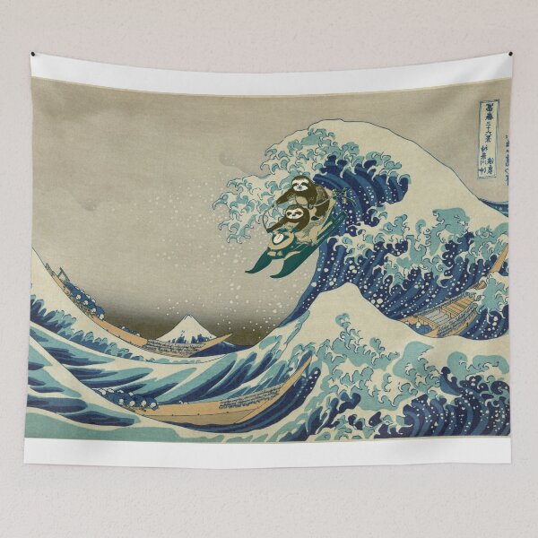 Item preview, Sloths Jetskiing the Great Wave off Kanagawa (Full-Size) designed and sold by Bookwyrm-Bazaar.
