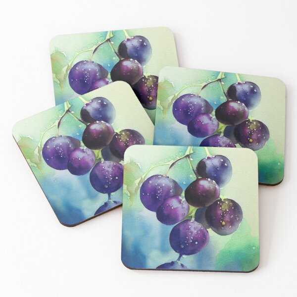 Item preview, Uvas moradas, fondo azul verde designed and sold by recollectionsv.