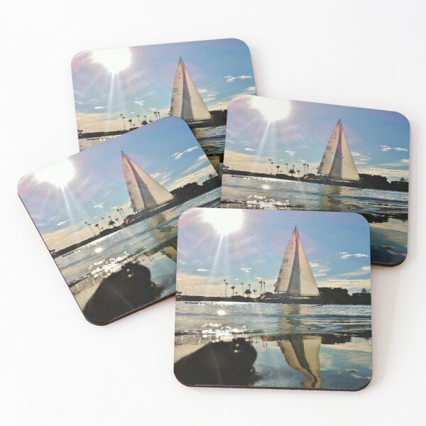 Item preview, White Sailboat Reflecting in the Sparkling Glassy Water designed and sold by Nalinne Jones.