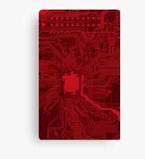 Red Geek Motherboard Circuit Pattern Canvas Print