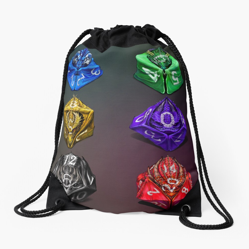 Dragon Dice Drawstring Bag