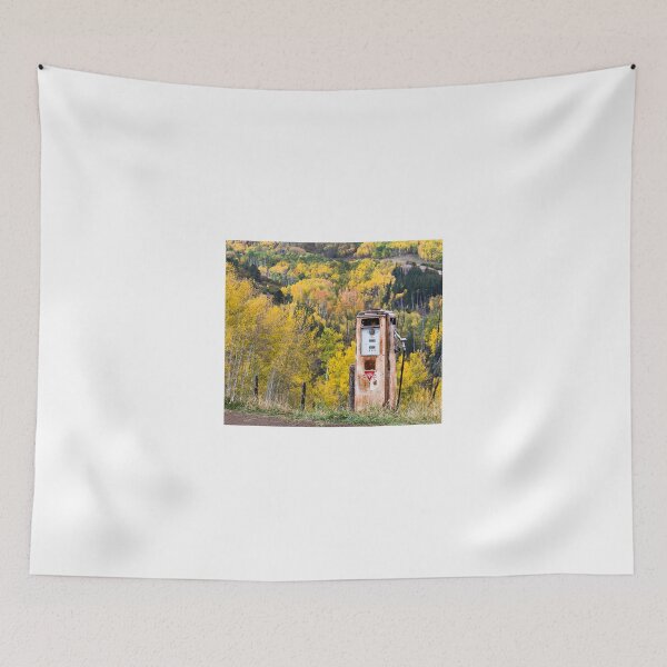 Item preview, 1900 Vintage Gas Pump Against the Mountains With Fall Color designed and sold by vagabondgal.