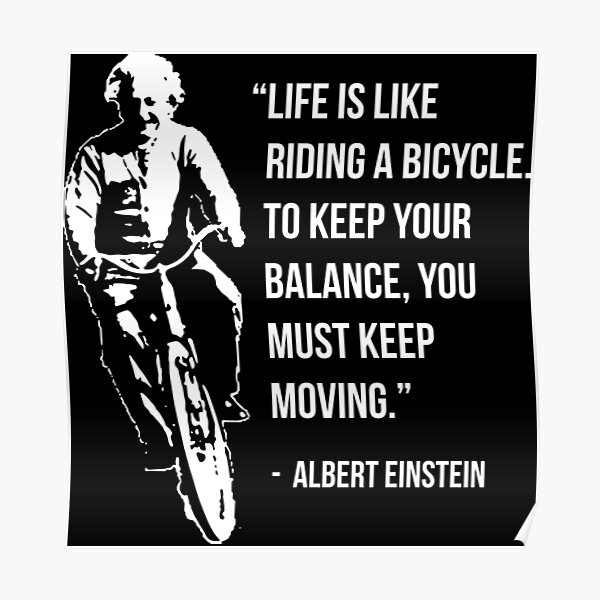 Albert Einstein Poster Riding A Bicycle Black And White
