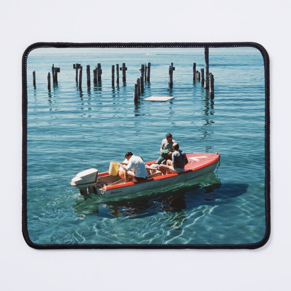 Item preview, 1950s - Three men on a motorboat at a lake with clear blue water designed and sold by thatwaslife.