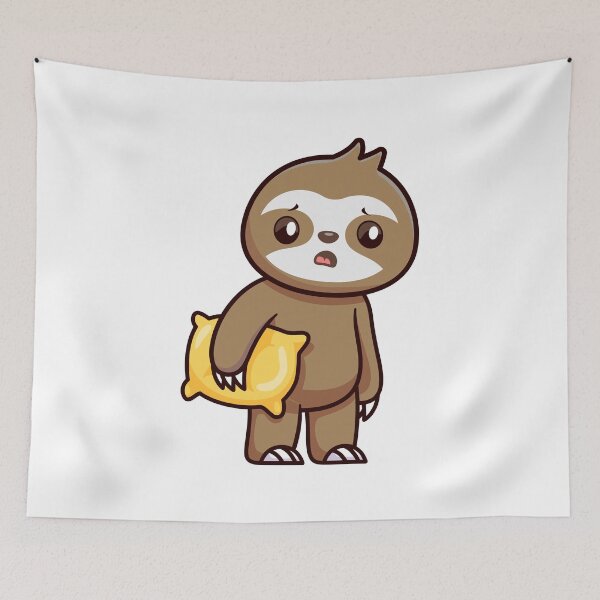 Item preview, Cute Sleepy Sloth Holding Pillow designed and sold by istoriadesign.