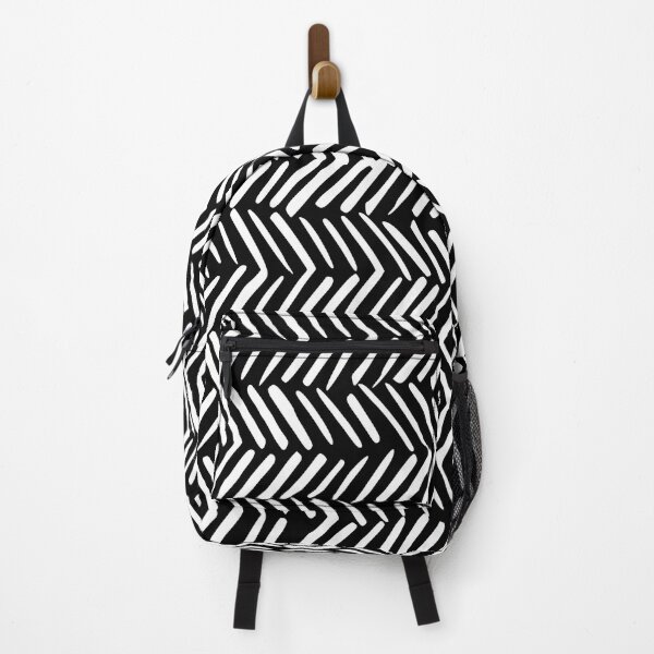Artikelvorschau, Boho Herringbone Black and White Vertical Striped entworfen und verkauft von meggydesigns.