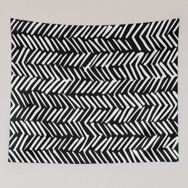 Artikelvorschau, Boho Herringbone Black and White Vertical Striped entworfen und verkauft von meggydesigns.