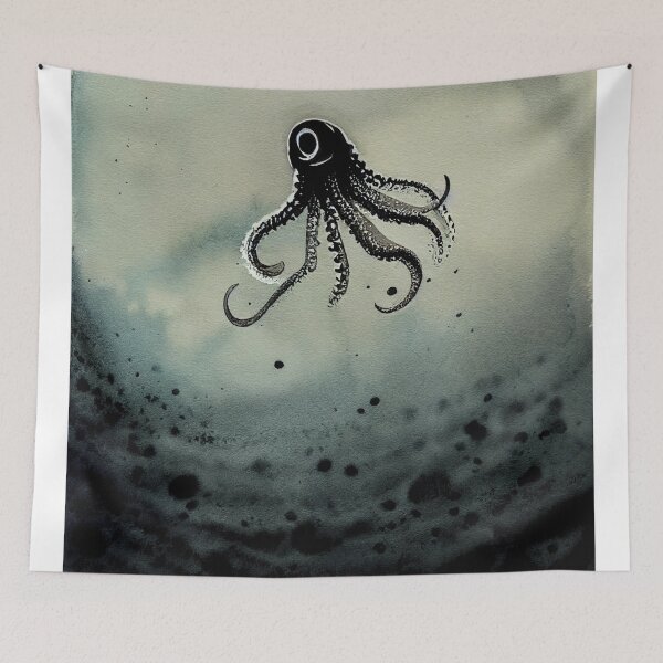Item preview, Squid shooting ink with inkwash effect designed and sold by recollectionsv.