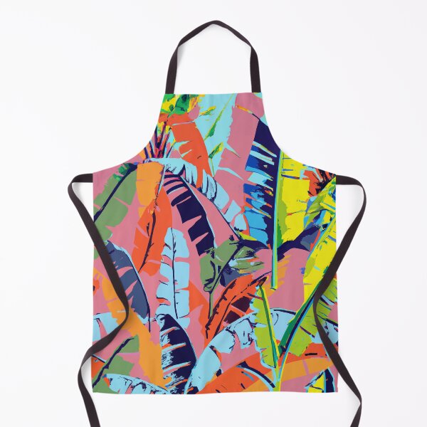 Item preview, Colorful tropical banana palm tree leaves retro screen print designed and sold by ParrotPartyArt.