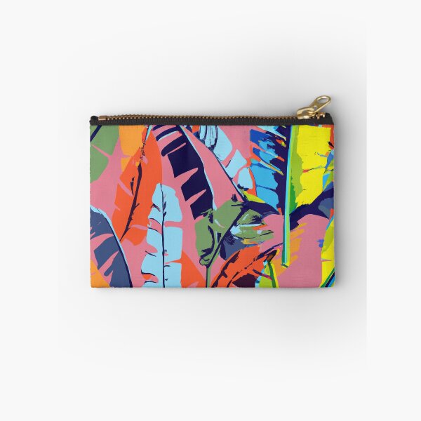 Item preview, Colorful tropical banana palm tree leaves retro screen print designed and sold by ParrotPartyArt.