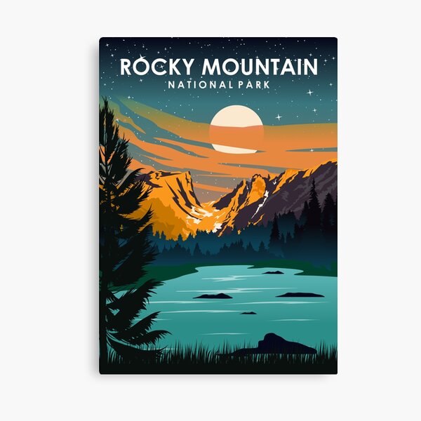 Item preview, Rocky Mountain National Park at Night Vintage Minimal Travel Poster designed and sold by Stadify.